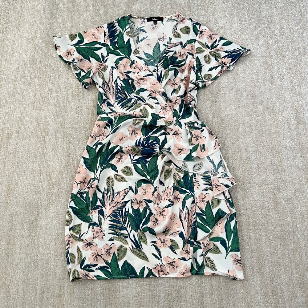 Lulu’s Floral Ruffle Summer Cocktail Dress XS